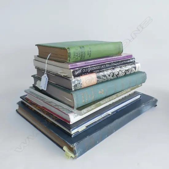 Nine books on lace, needlework & embroidery.